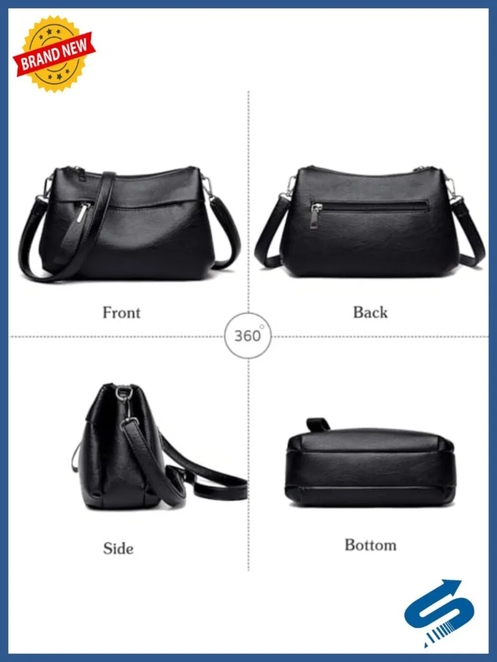 Elegant Crossbody Satchel with Multiple Pockets Adjustable Strap PU Leather